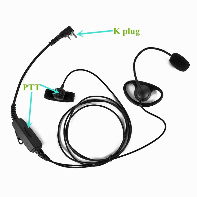 2 Pin K-Plug Headset Hoofdtelefoon met Dubbele Ptt-knop voor BAOFENG Twee Manier Radio UV-5R UV-B5 UV-B6 PUXING WOUXUN Walkie Talkie