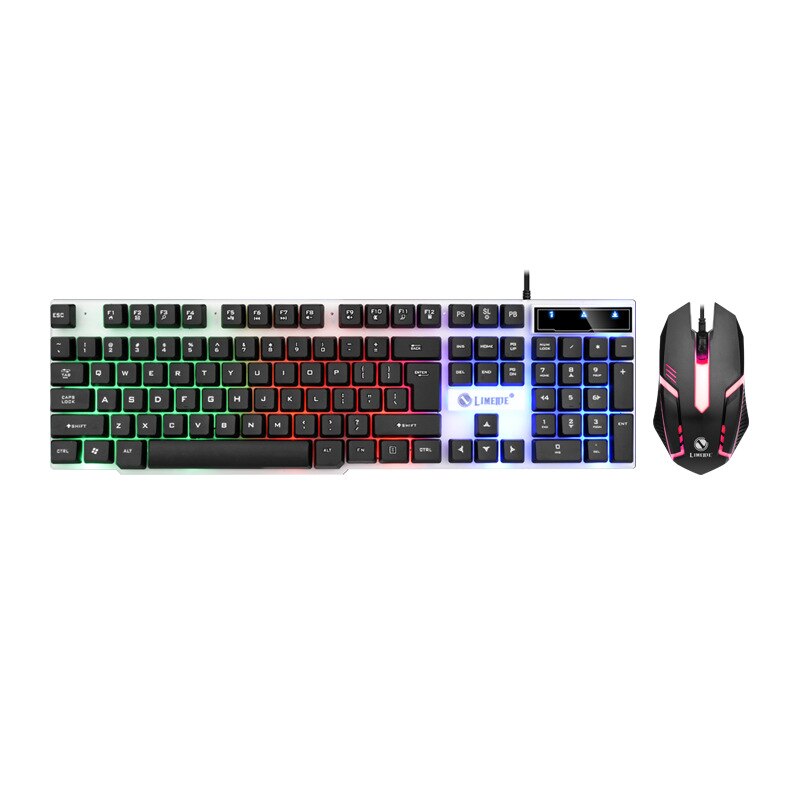 USB Wired Gaming Keyboard Mouse Set PC Rainbow Colorful LED Illuminated Backlit Gamer Gaming Mouse and Keyboard Kit Home Office: 02