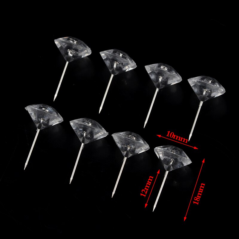 50pcs/box Water Droplets Diamond Pin Thumbtack Crystal Head Push Board Pins Cork Board Message Map Nail