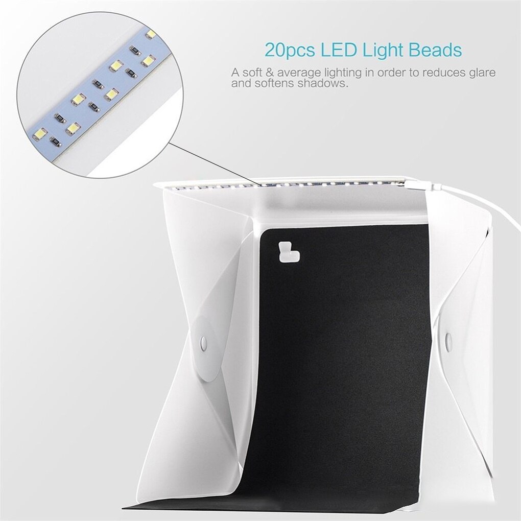 Klapp Leuchtkasten 20cm 30cm 40cm Tragbare Fotografie Foto Studio LED Softbox Hintergrund Bausatz USB Mini Licht Kasten für DSLR Kamera