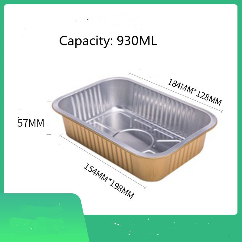 Aluminum Foil Sealed Tin Paper Box Thermal Insulation Disposable Grilled Fish Takeaway Packaging Box Baking lunch box: 930ML