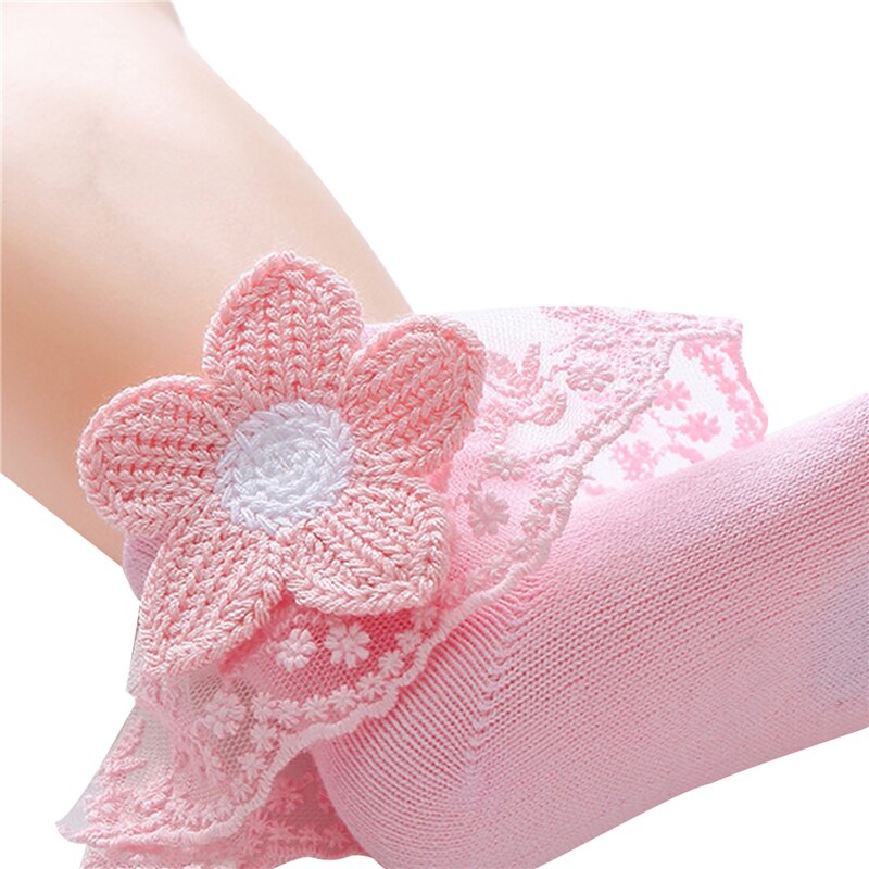 Baby Sokken Kinderen Jongens Meisje Leuke Warm Lace 3D Bloemen Sokken Katoen Effen Kleur Kleding Accessoires Voor 0-3 jaar Kind