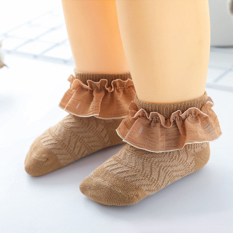 Cute Baby Girl Socks Summer Breathable Lace Kids Socks Soft Cotton Princess Infant Toddler Short Socks Sokken Skarpetki