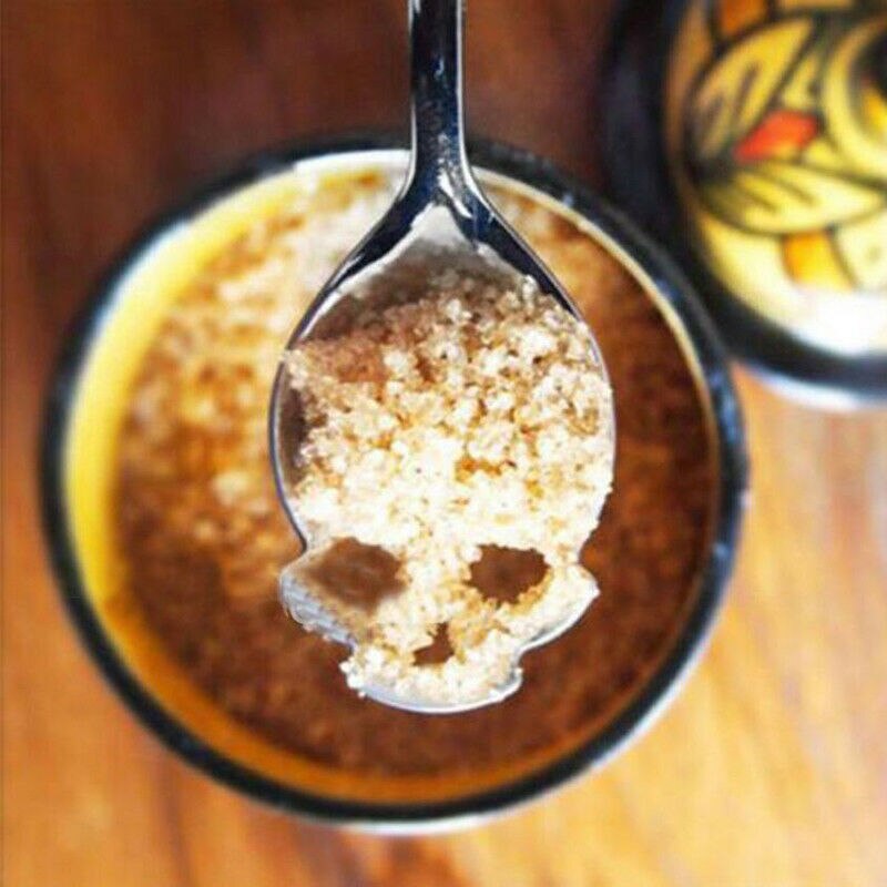 Novelty Spoon Stainless Steel Skull Shape Coffee Sugar Tableware Kitchen Teaspoon Spoon Dessert Gothic Funny