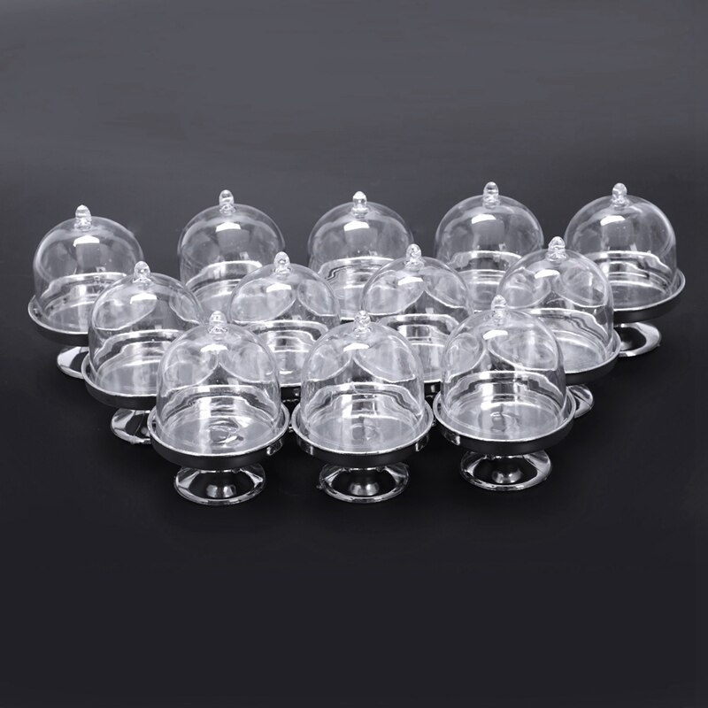 24 pièces Mini présentoir à gâteaux boîte de Cupcake boîte de bonbons en plastique de fête de mariage, 12 pièces bleu et 12 pièces argent