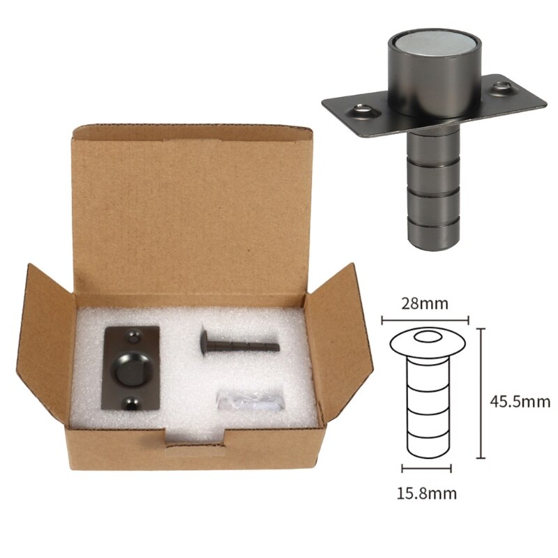 Butoir de porte magnétique Invisible en acier inoxydable, fixation au sol, Ultra-mince, noir