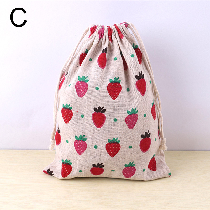 Bolsa de tela de lino y algodón, bolsa con cordón, estampado de plantas y animales bonitos, bolsa de almacenamiento de zapatos de tela de viaje para niños, estuche de maquillaje, bolsa de de Navidad: Verde oliva / 9.5x9.5x11 cm