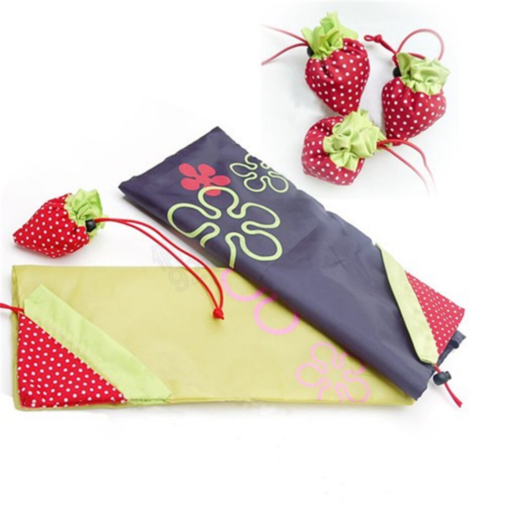 1pc Offre spéciale Nylon Pliant réutilisable Eco épicerie fourre-tout Shopper Fraise Stockage Sac à Main Shopping Bonne Aide