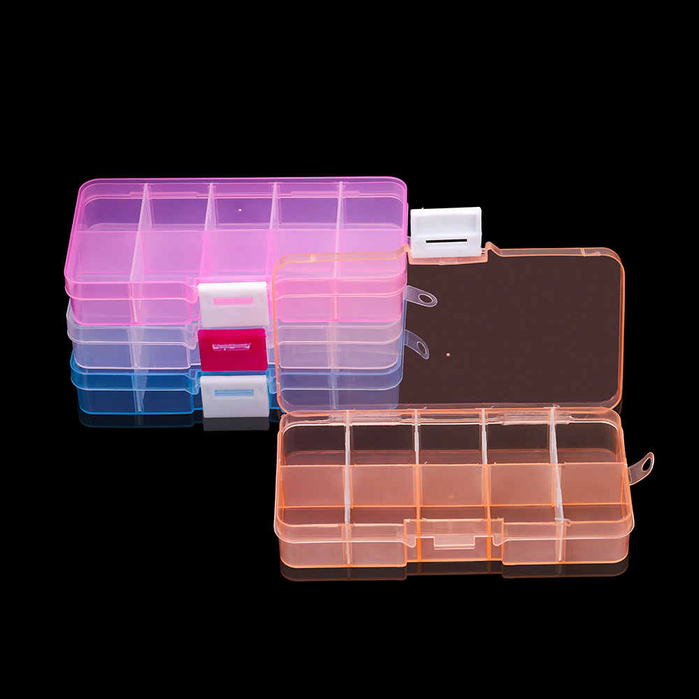 10 Slots Adjustable Clear Plastic Rectangle Storage Box Case Holder Craft Organizer Beads Jewelry Container For Jewelry Storage