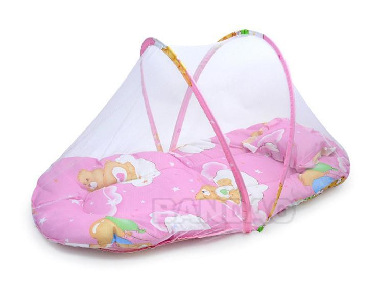 Vouwen Baby klamboe Insect multifunctionele Cradle Bed Netting Infant opvouwbare Canopy Kussen Matras met kussen en pad