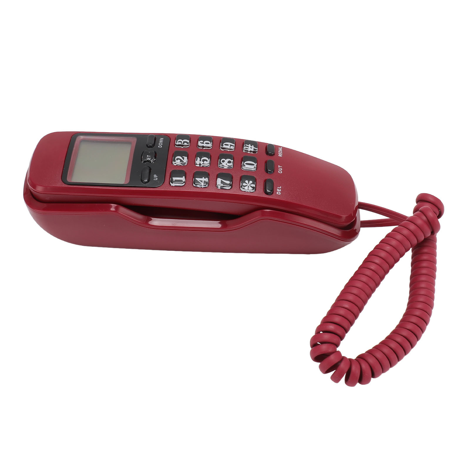 Väggmonterad Telefon med Nummerpresentation - Fast Telefon för Hem, Hotell och Kontor - Röd