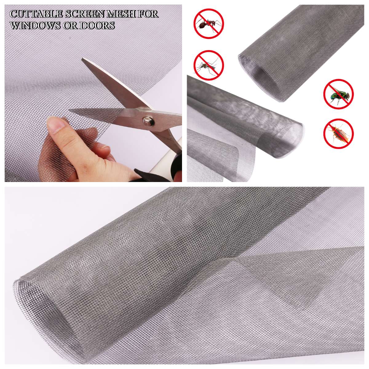 Glassfiber vindusnett fluenett til å dekke vinduer og dører finmasket netting holder fluer mygg insekter ute