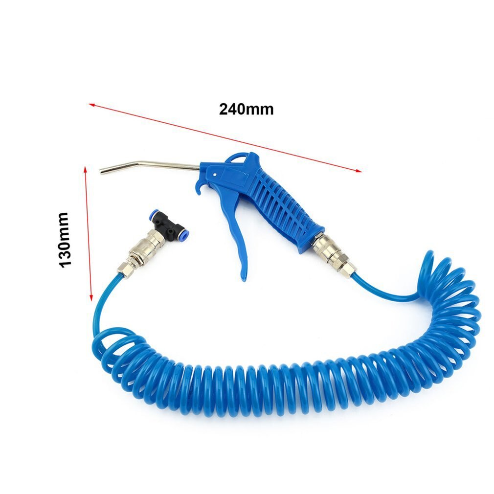 Car Air Duster Spray Gun with 5m Coiled Hose Truck Dust Blower Clean Nozzle Blow Spray Tool Kit Spray Gun Cleaning Inflatable