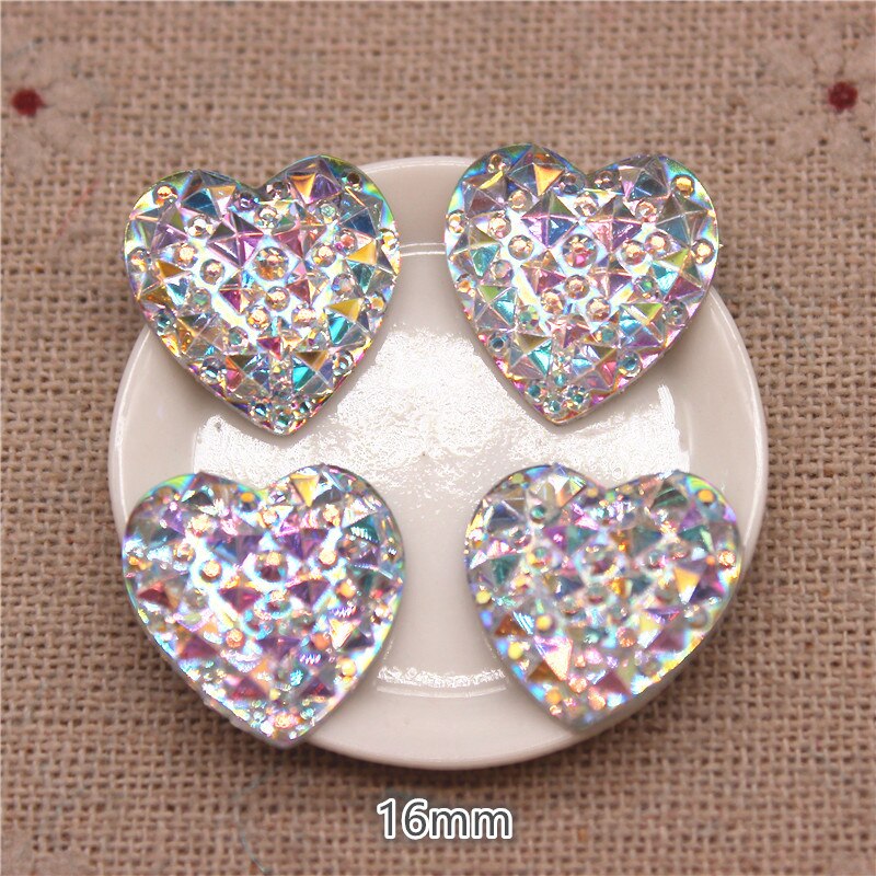 10mm-30mm corazón de resina cristal ostentoso AB diamantes de imitación cabujón plano piedra DIY decoración del hogar manualidades accesorios para álbum de recortes: Negro