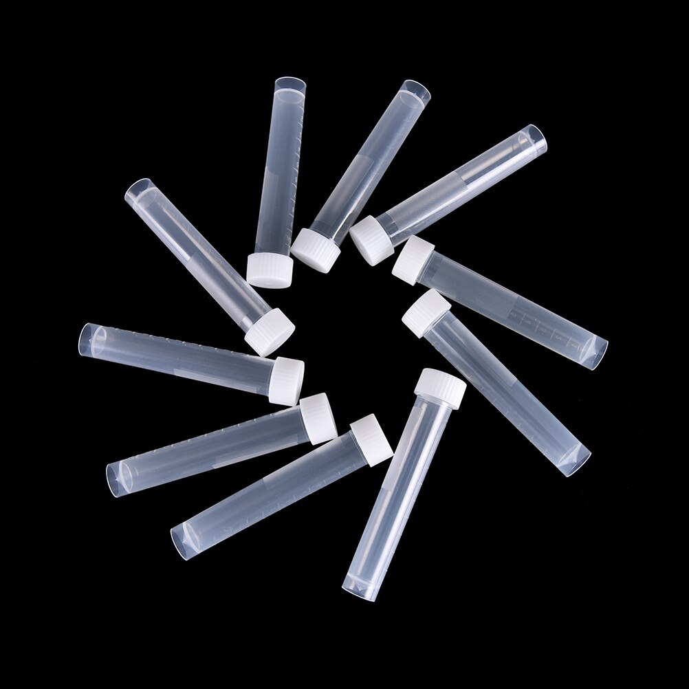 JETTING 10pcs 10ml Lab Plastic Frozen Test Tubes Vial Seal Cap Container for Laboratory School Educational Suppy