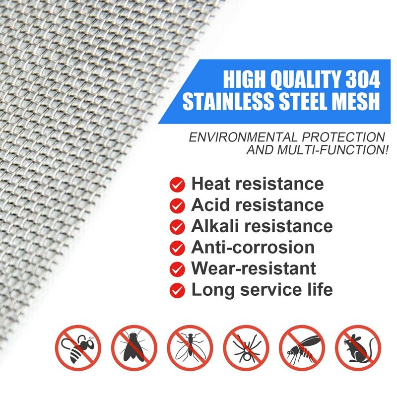 5PCS Stainless Steel Woven Wire Mesh-11.81Inch x 8.26Inch,Hard and Heat-Resistant Woven Wire 20 Mesh Corrosion-Resistant