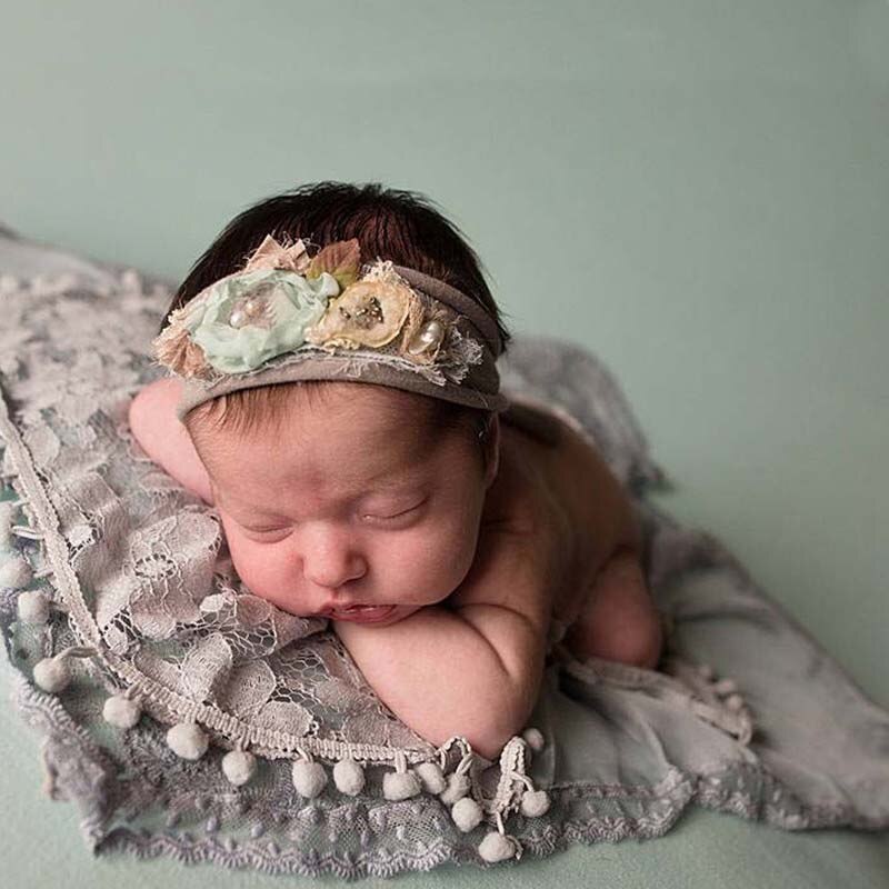 Accessoires de photographie pour -nés | Couverture florale en dentelle, avec glands, accessoires Photo pour bébés, 40cm x 40cm