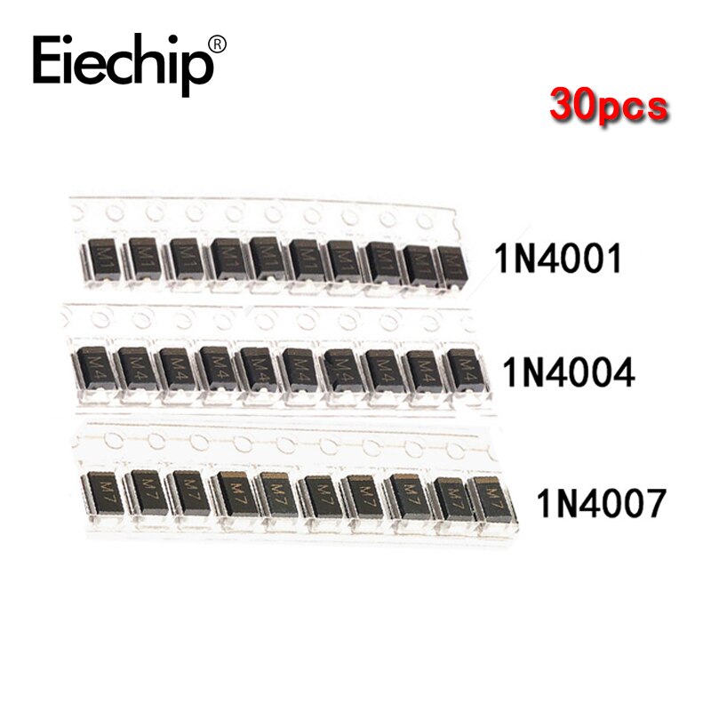 30Pcs 3 Waarden X 10Pcs Smd 1N4001 M1 1N4004 M4 1N4007 M7 Schottky Diode Kit