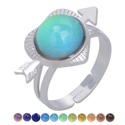 Hart Mood Kleur Veranderen Ringen Voor Vrouwen Zilveren Sieraden Passen Ring Vrouwelijke Bruiloft Belofte Ringen Dames Temperatuur Ring: 045