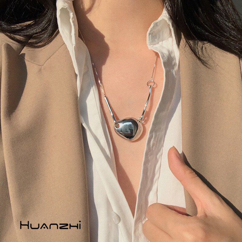 Huanzhi geometrisk guldmetal vedhæng sweater kæde kraveben kæde halskæde til kvinder piger bryllup smykker