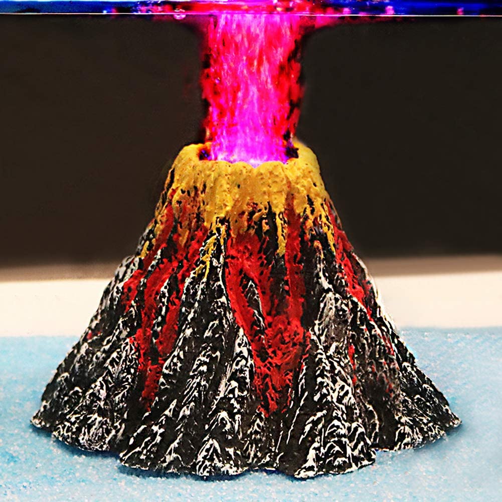 Kit de decoración de acuario volcán, foco LED colorido y bonito, Burbuja de piedra de acuario para decoración de Acuarios y Peceras