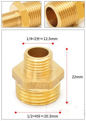 Messing rør sekskantet nippel fitting lynkobling adapter 1/8 1/4 3/8 1/2 3/4 1 bsp han til han gevind vand olie gas stik: 2-4 hegn