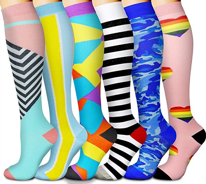 Compression Cycling Socks 3 Pairs/6 Pairs Per Set Pressure Socks Sports: 6 pairs e / L XL