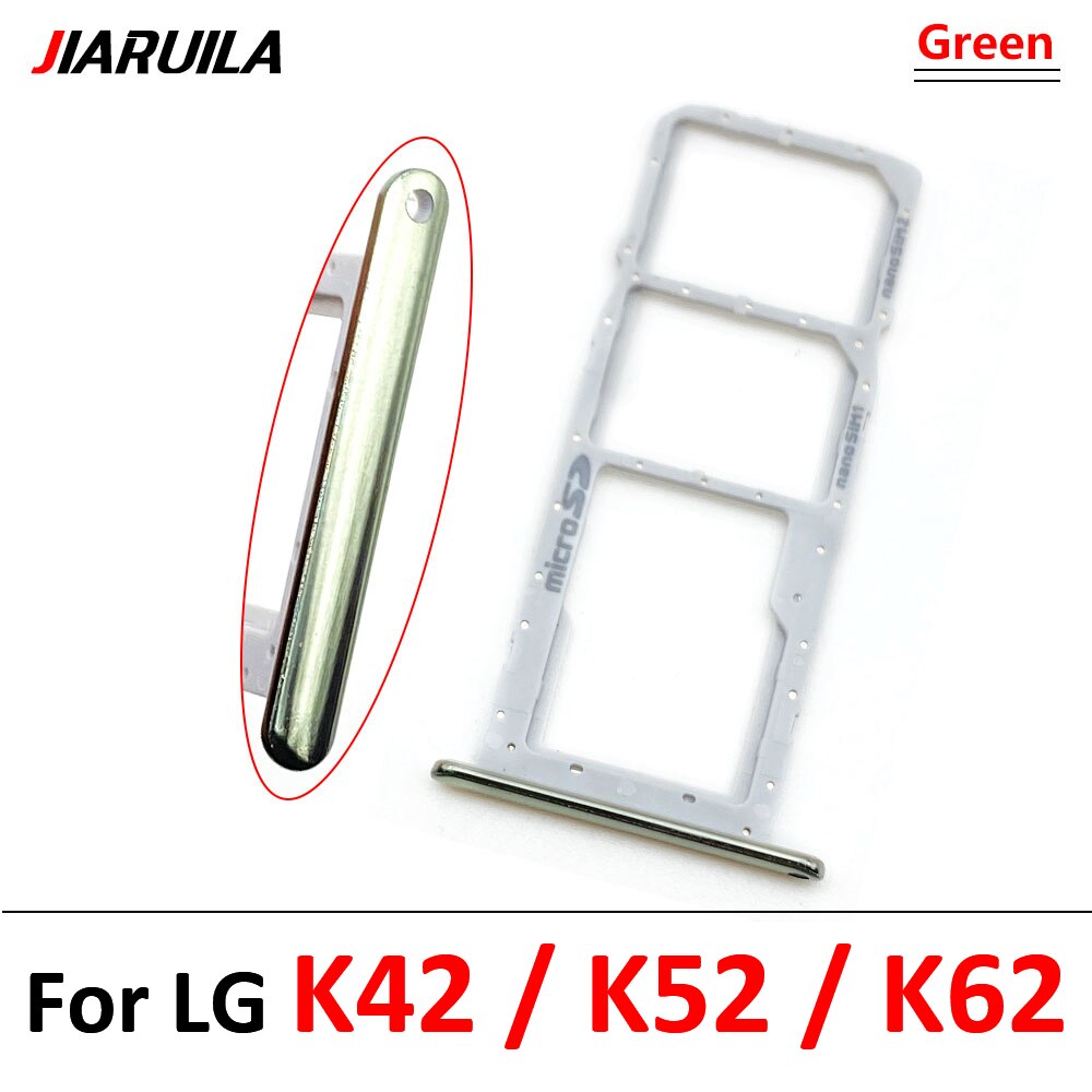 Nuovo originale per LG K22 K42 K52 K62 K41S K51 K61 SIM Card chip slot cassetto SD Card Tray Holder Adapter parti di ricambio + Pin: K42 K52 K62 Green