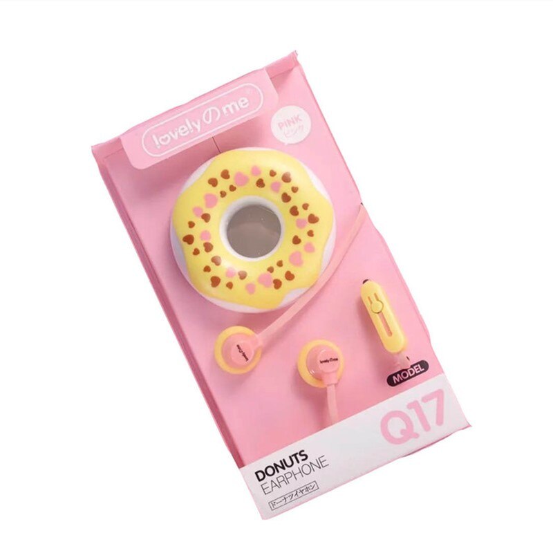 Cute Donuts Macaron Earphone 3.5mm In-ear Stereo Wired Earbuds with Mic Earphone Case for Kids Girls MP3 for IPhone Xiaomi