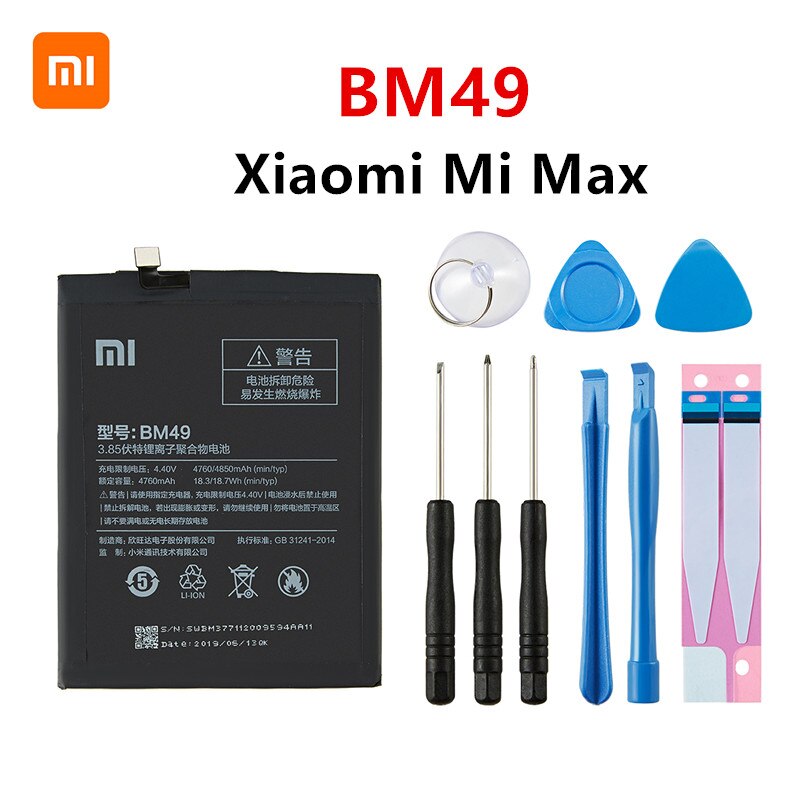 Xiao mi 100% orginal BM49 BM50 BM51 BATTERIE Für Xiaomi Mi Max Max 2 max 3 BM49 BM50 BM51 TELEFON Ersatz batterien + Werkzeuge