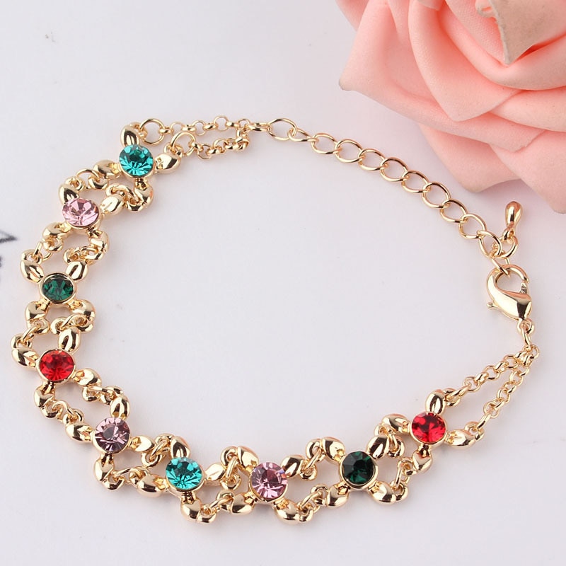 Bracelets & Bangles Colorful AAA Zircon Charm Bracelet Gold Color Women Bracelet Jewelry