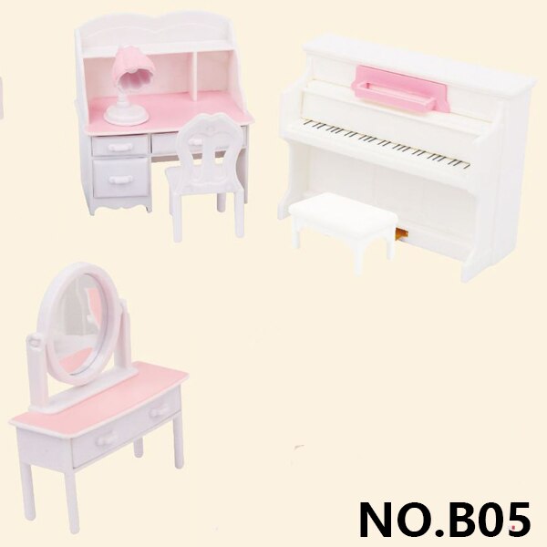 Forest Family Villa 1:12 Furniture Set Toy DIY Miniatura Dollhouse Fluctuation Bed Sets Mini Doll House Miniatures Toys For Kids: B05