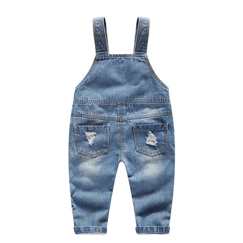 Children Ripped Hole Long Pants Denim Overalls Spring Infant Kids Trousers For Toddler Baby Boy Girl Cowboy Jumpsuit