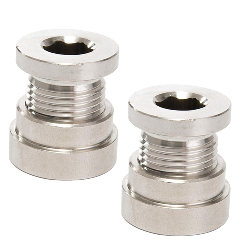 2 pc O2 Oxygen Sensor Weld on Stepped Nut &amp;Cap Bung Stainless Steel M18X1.5mm