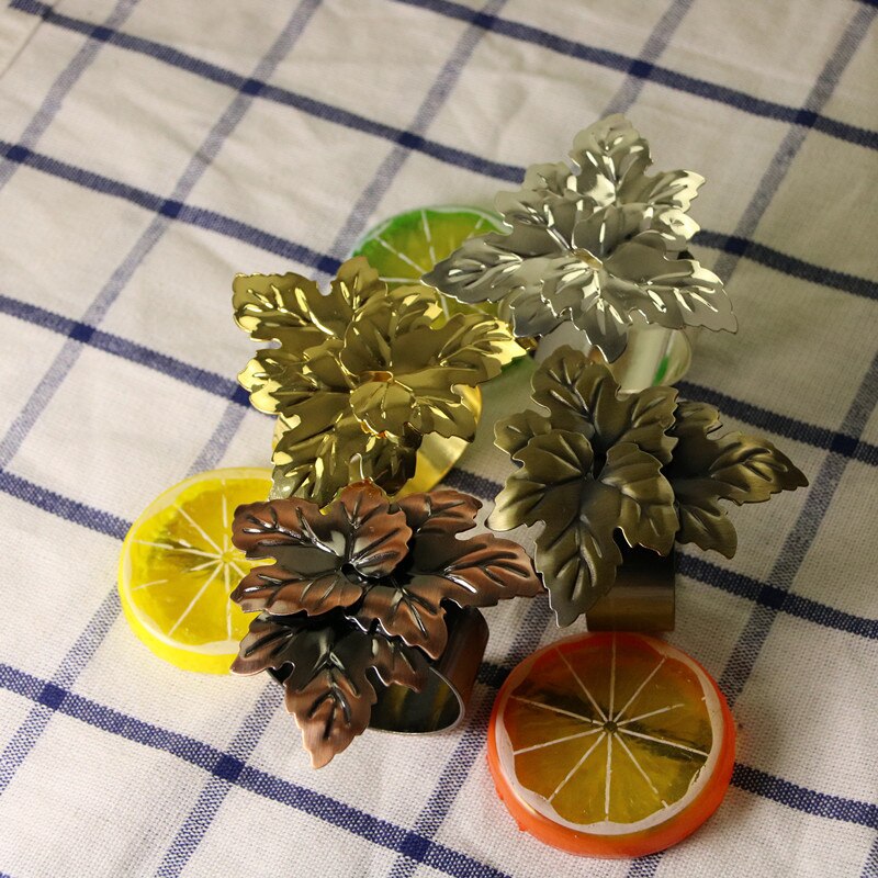 5 PCS rvs drie-blad servet gesp servet ring sample room ring hotel levert tafel decoratie vier kleuren optionele