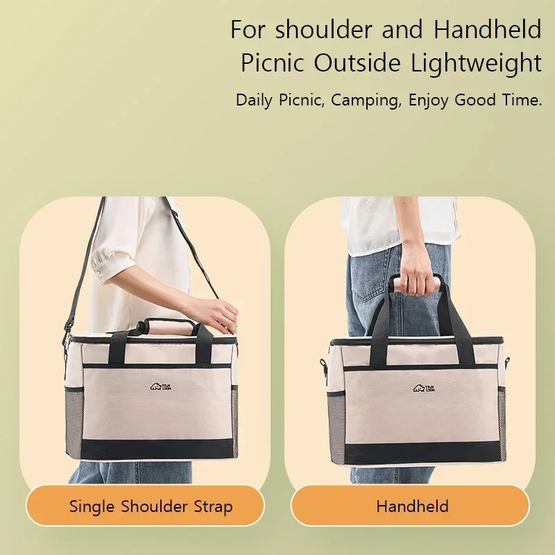 Large Capacity Cooler Bag With Hard Liner Insulated Picnic Lunch Bag Box Cooling Bag For Camping Bbq Family Outdoor Activities