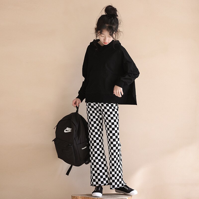 Checkered Pants for Teen Girls 10 12 years Casual Flared Trousers Teenage Girls Clothes