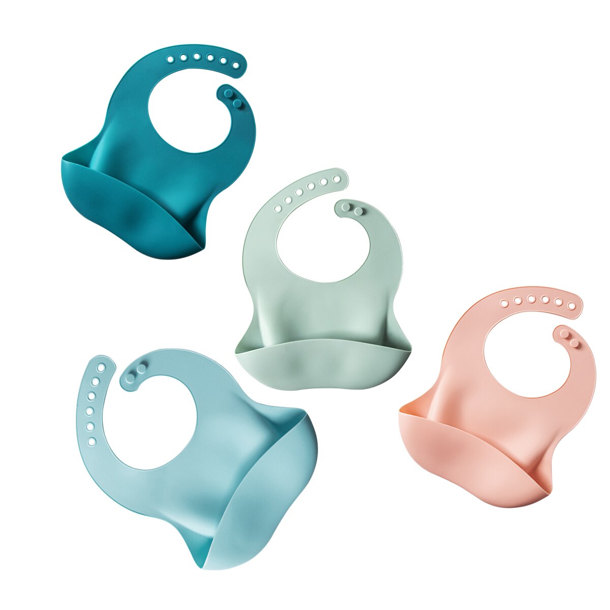 Babero de bebé de 4-6M, pañuelo para comer, Color sólido, hebilla ajustable, frontal suave, bolsillo, ropa para la cena