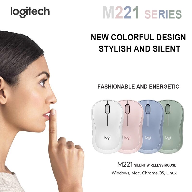 Logitech M221 Maus Wireless Nette Stille Maus Mit 2,4 GHz Optische Ergonomische PC Gaming Maus für Mac OS/Fenster 10/8/7