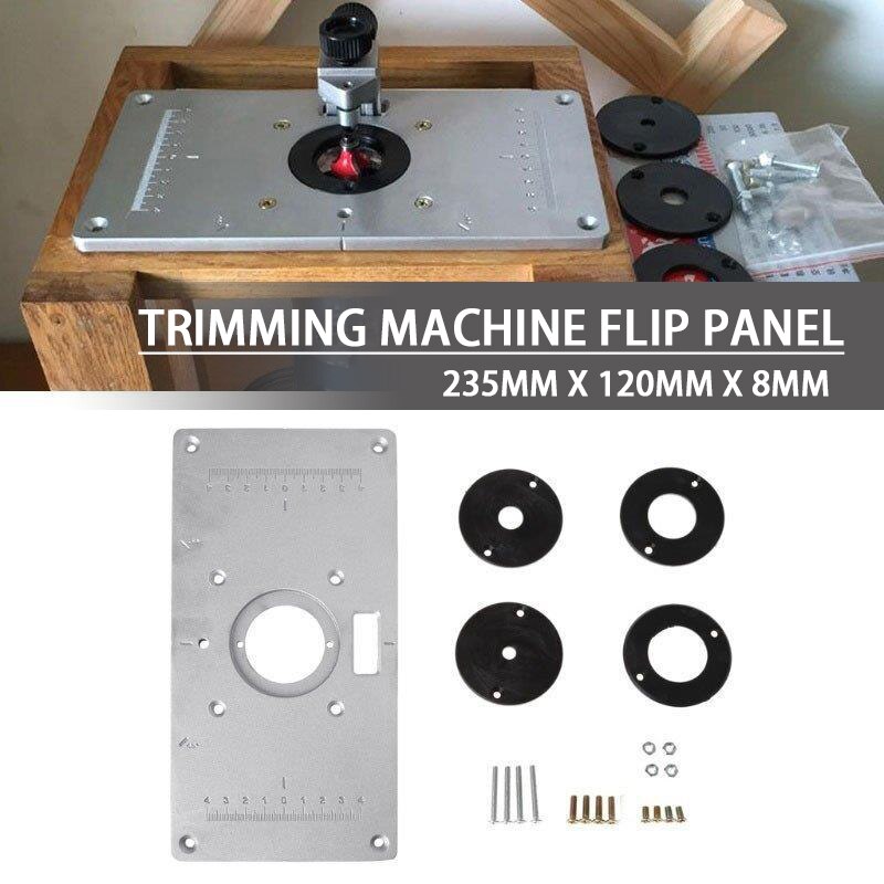 235 x 120 x 8mm bordplade aluminium bordindsatsplade  + 4 ringe skruer til træbearbejdningsbænke trimmer graveringsmaskine