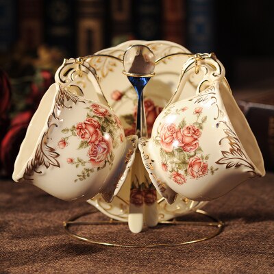 Europæisk porcelæn kaffe kopper sæt kina kinesisk bryllup te sæt hjem dekoration tilbehør: To kop og tallerken