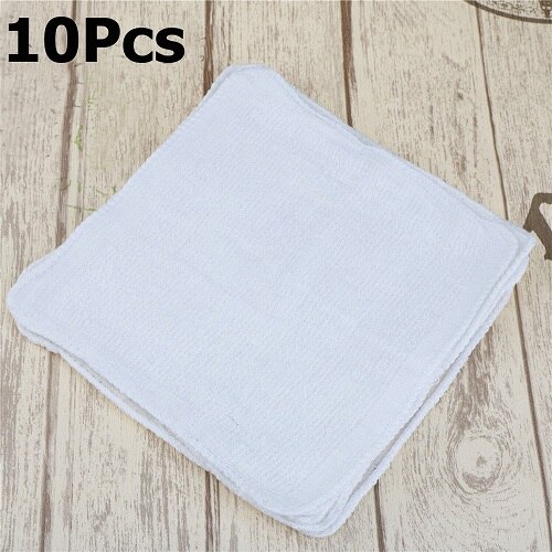 Paño cuadrado blanco de microfibra de algodón para el coche, paño de limpieza para el hogar, cocina, suministros para el hogar, 25x25cm, 2/6/10 Uds.: 10Pcs