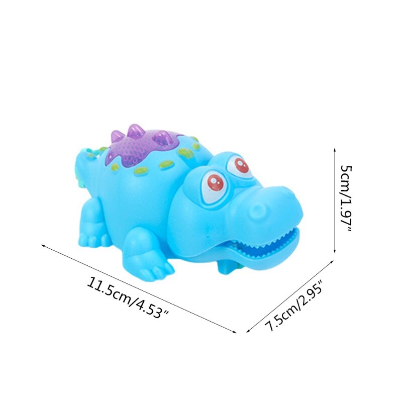 40JC Pool Float Bath Toy Wind-Up Clockwork Pull String Swimming Crocodile LED Light Up Bathtub Animal Toys for Boys Girls Random