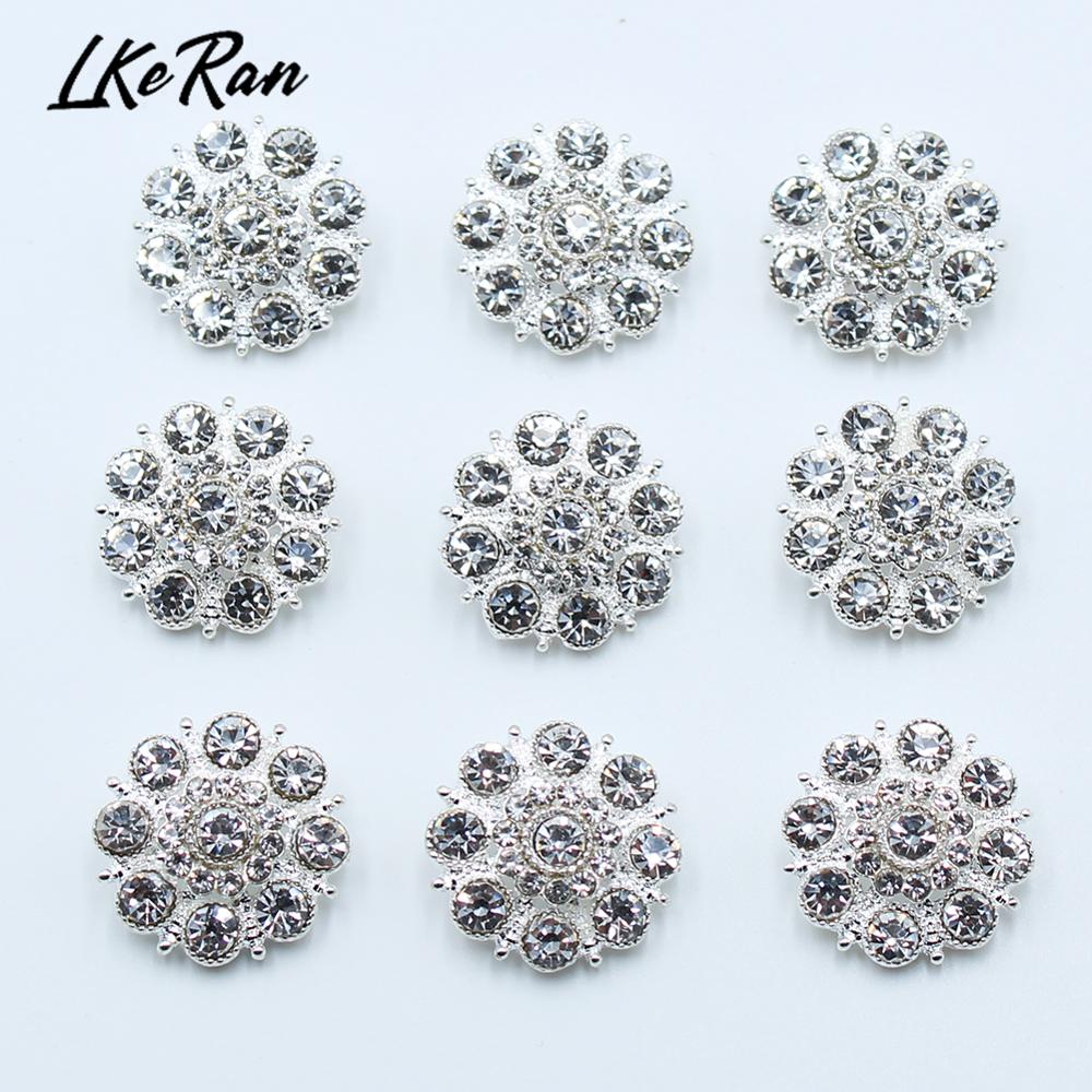 10 pièces de boutons en diamant strass de 20MM, Base de tige en alliage pour bricolage, accessoires de couture, décorations de mariage artisanales: B