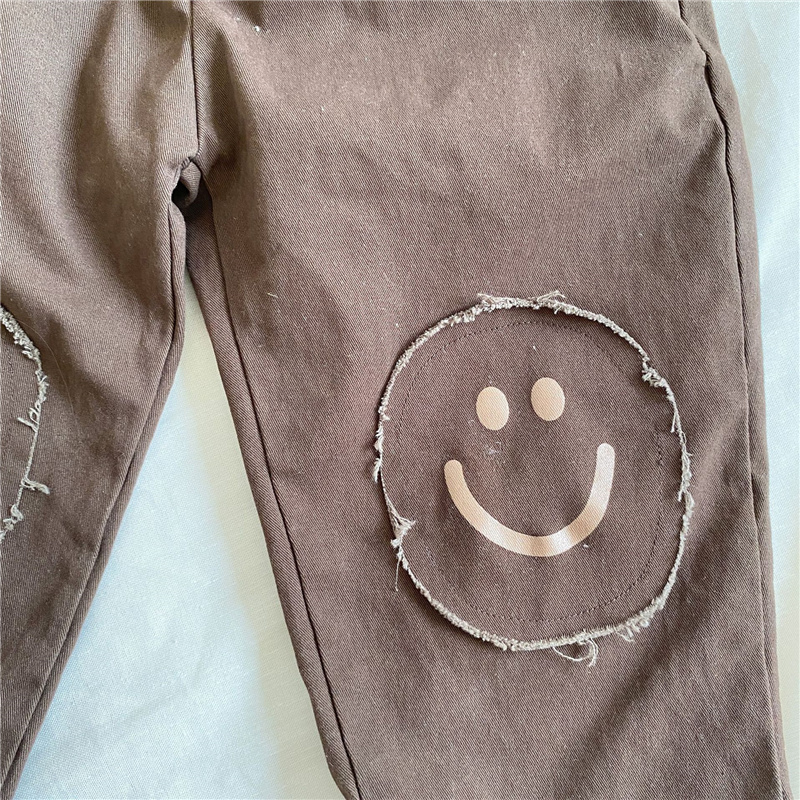 Lente Herfst Koreaanse Stijl Kinderen Knie Patch Casual Broek Jongens En Meisjes Katoen Losse Alle-Wedstrijd Broek