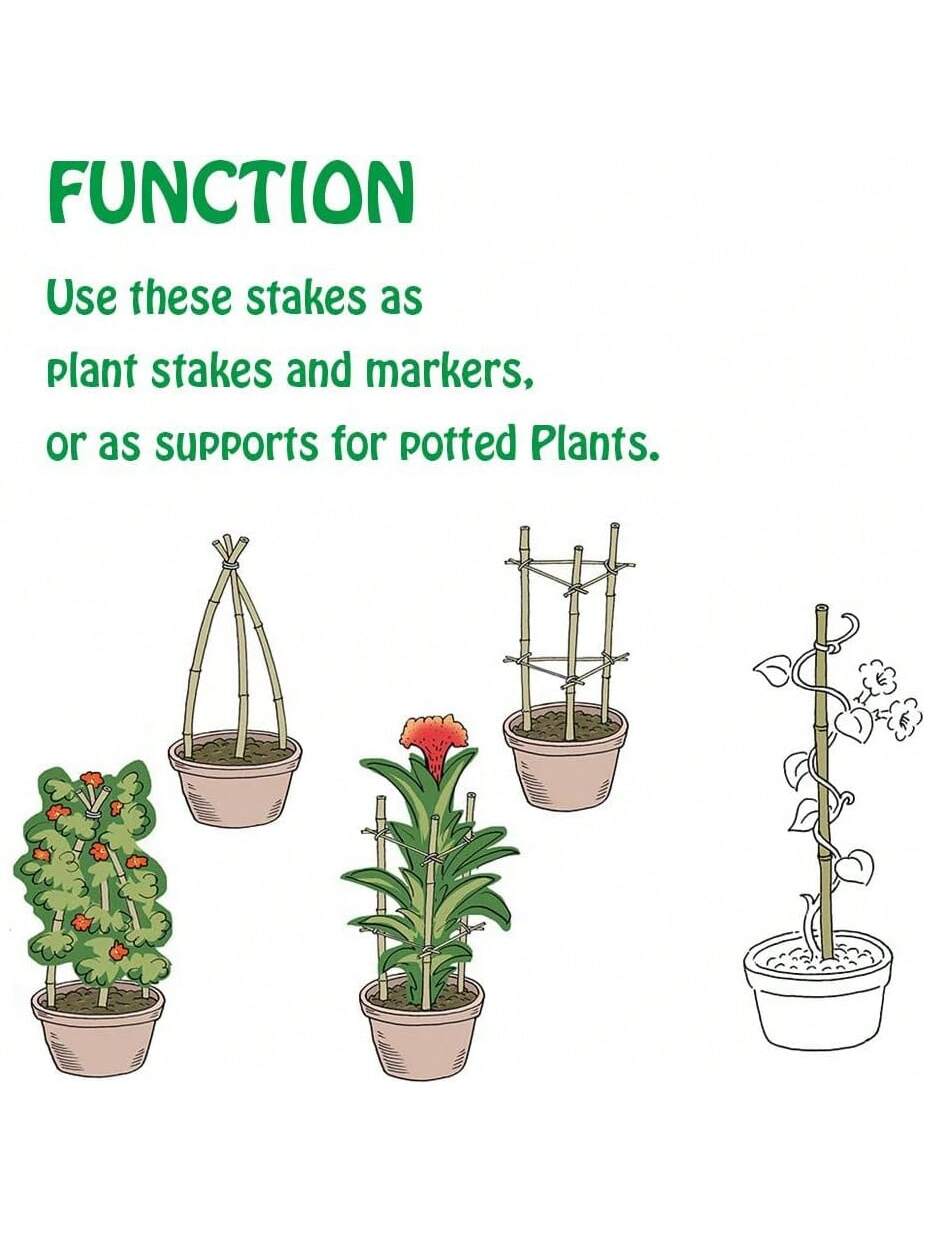 Piquets en bois de jardin en bambou, plantes en bambou écologiques, piquets en bois, plantes grimpantes, bâtons en bambou