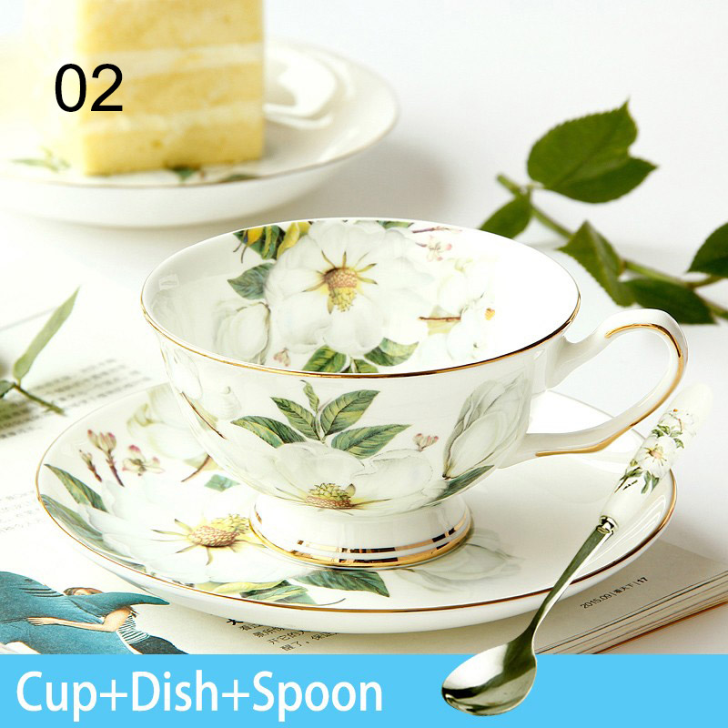Creatieve Europese Koninklijke Koffie Kopjes Set, Inclusief 1 Theekopje 1 Schotel 1 Lepel, geavanceerde Porseleinen Mok Voor Afternoon Tea Set: 02