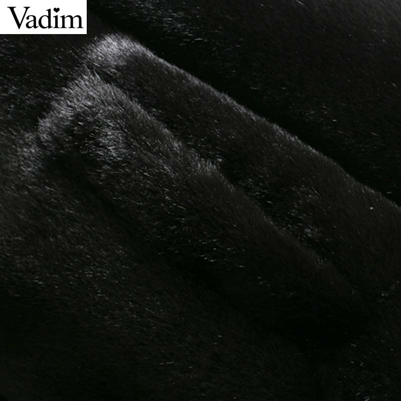 Vadim femmes fourrure manteaux veste pour homme poches cordon vestes vêtements d'extérieur pour femmes solide hauts amples CA597