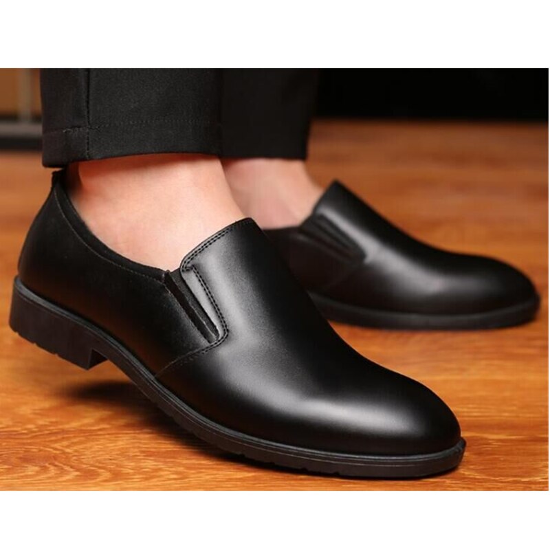 Zapatos de vestir de negocios para hombre, Cuero clásico, sin cordones, estilo oxford,