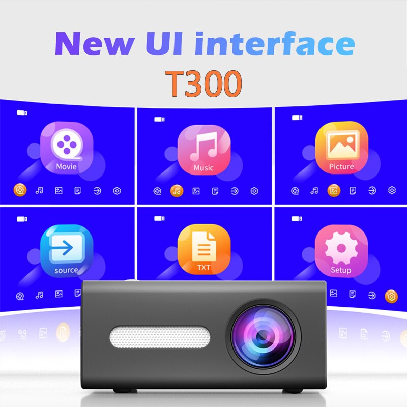 4 M Projection distance T300 Home Theater Projectors LCD 1920*1080 Max Home Cinema Projector 12V-2A Conference System Projector